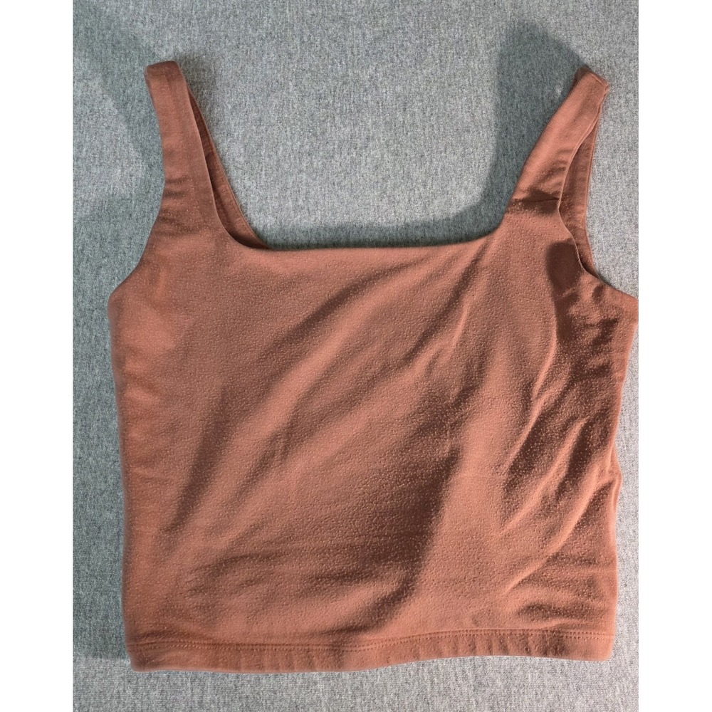 Gap Womens Square Neck Crop Tank Top Terracotta Brown Ribbed Small